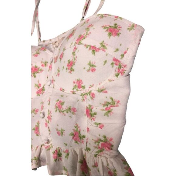 Sim & Sam Floral Pink and White Crop Top - Picture 6 of 12